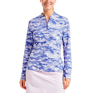 Nivo Women's Lolita UV Long Sleeve Mock Neck Golf Shirt - Cobalt
