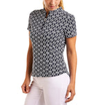 Nivo 女式 Lynda 小高领高尔夫衬衫 - 海军蓝/白色