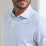 Peter Millar Ashgrove 퍼포먼스 저지 골프 폴로 셔츠 - 스트림 블루