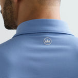 Peter Millar Jubilee 퍼포먼스 저지 스트라이프 골프 폴로 셔츠 - 윈저 블루/블루버드