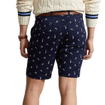 폴로 퍼포먼스 Ralph Lauren은 스트레이트 핏 Chino Short -French Navy Player를 인쇄합니다.