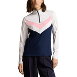 RLX RALPH LAUREN 여성 전력 스트레치 1/4 Zip Pull Over -French Navy/White/Pink