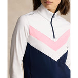 RLX RALPH LAUREN 여성 전력 스트레치 1/4 Zip Pull Over -French Navy/White/Pink