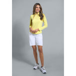 IBKUL 여성 솔리드 긴팔 지퍼 모크넥 셔츠 - 버터