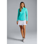 IBKUL 女式纯色长袖拉链小高领衬衫 - 翡翠色