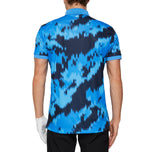 J.Lindeberg Tour Tech 일반 맞춤 인쇄 골프 폴로 셔츠 -Warp Sonic Blue