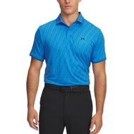 Under Armor Drive Sport Jacquard Golf Polo Shirt -Blue Atlantis/Midnight Navy