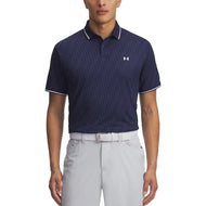 Under Armor Drive Sport Jacquard Golf Polo Shirt -Midnight Navy/White