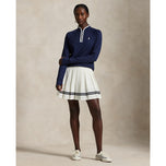 RLX RALPH LAUREN 여성 스트레치 저지 쿼터 ZIP 풀오버 - 정제 된 해군/화이트