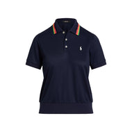 RLX Ralph Lauren Women's Tour Pique Crochet Collar Golf Polo Shirt - Refined Navy Multi
