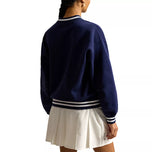 RLX Ralph Lauren 女式 Bear Tech Fleece V 领高尔夫套头衫 - 精致海军蓝