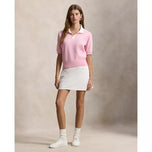 RLX Ralph Lauren Women's 2/48 Cotton Blend Short Sleeve Knitted Golf Polo Shirt - Light Pink/white Splash