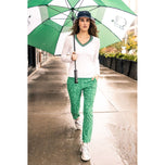 Golftini 여자 패션 V- 넥 스웨터 - 화이트/켈리 그린