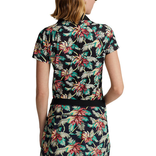 RLX 랄프 로렌 여성용 프린트 에어플로우 V-넥 골프 셔츠 - 아일랜드 대나무 꽃무늬