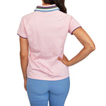 RLX 랄프 로렌 여성용 투어 피케 1/4 지퍼 골프 셔츠 - 핑크 샌드 멀티