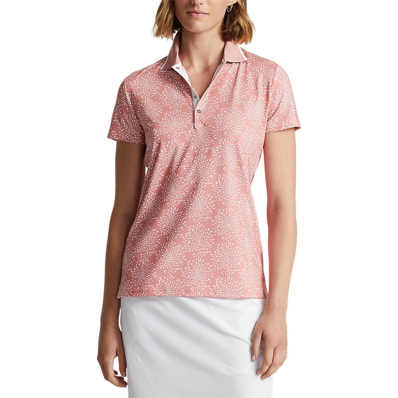 RLX Ralph Lauren 여성용 프린트 에어플로우 퍼포먼스 골프 셔츠 - 돌체 핑크 페탈 버스트