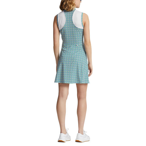 RLX 랄프 로렌 여성용 민소매 지퍼 프린트 에어플로우 골프 드레스 - 스프링 고리버들 