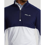 RLX RALPH LAUREN PEACHED AIRFLOW JERSEY 1/4 ZIP MIDLAYER- 순수한 화이트/ 프랑스 해군